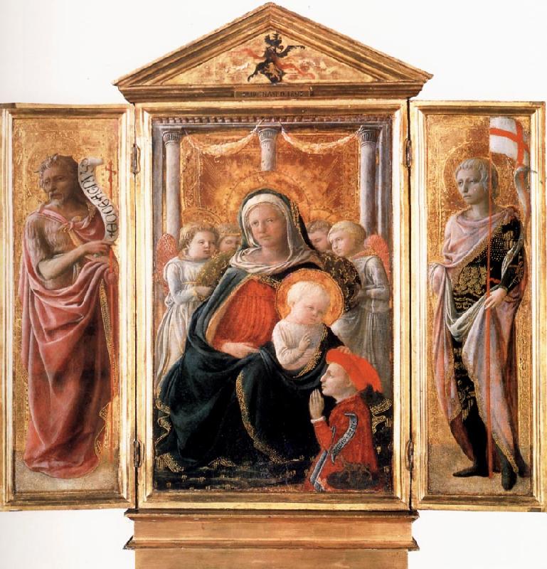 Fra Filippo Lippi Madonna of Humility with Angels and Donor,St john the Baptist,St Ansanus Cambridge,Fitzwilliam Museum. oil painting picture